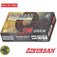 Özkursan 9mm 115 Gr Pirinç Tabanca Mermisi