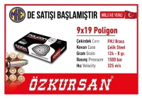 Özkursan Poligon 9x19 9mm Tabanca Mermisi