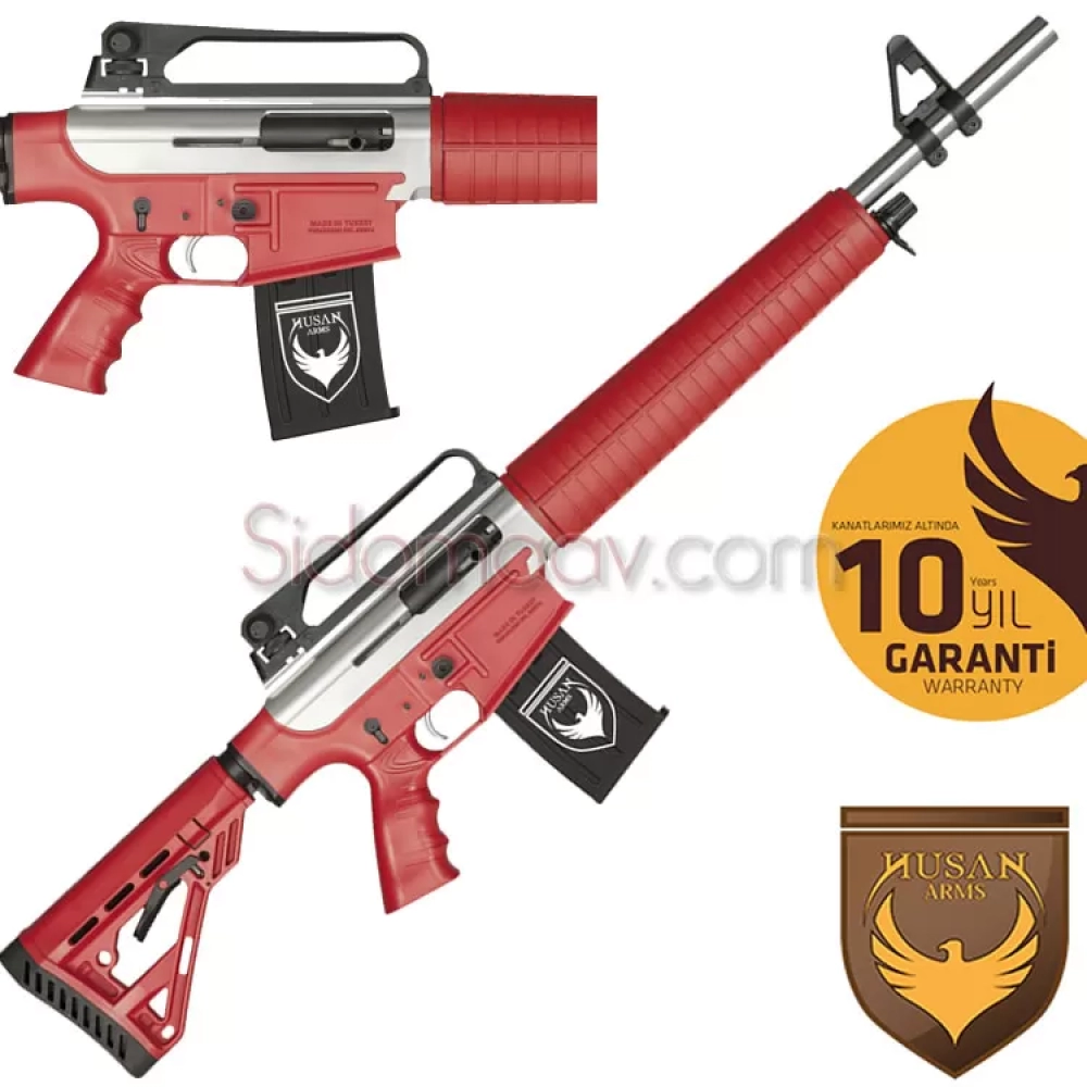 Husan Arms 12 cal Şarjörlü Av Tüfeği polimer alt gövde Kırmızı Teleskopik