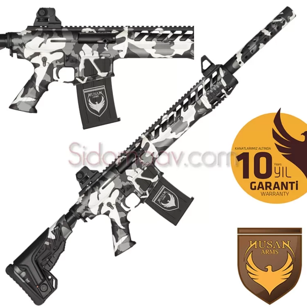 Husan Arms Metal Force 12 cal. Beyaz Kamuflaj Şarjörlü Av Tüfeği