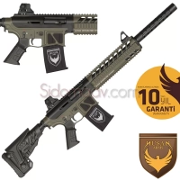 Husan Arms Metal Force 12 cal  Şarjörlü Av Tüfeği Haki Siyah