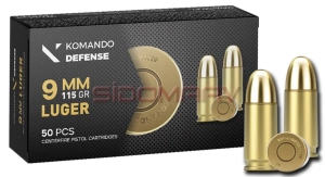 Komando Defense 9mm Luger 115 Grain Pirinç Tabanca Mermisi
