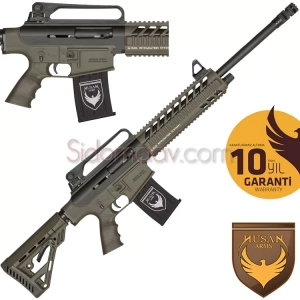 Husan Arms 12 cal Metal Kundak polimer alt gövdeŞarjörlü Av Tüfeği Haki